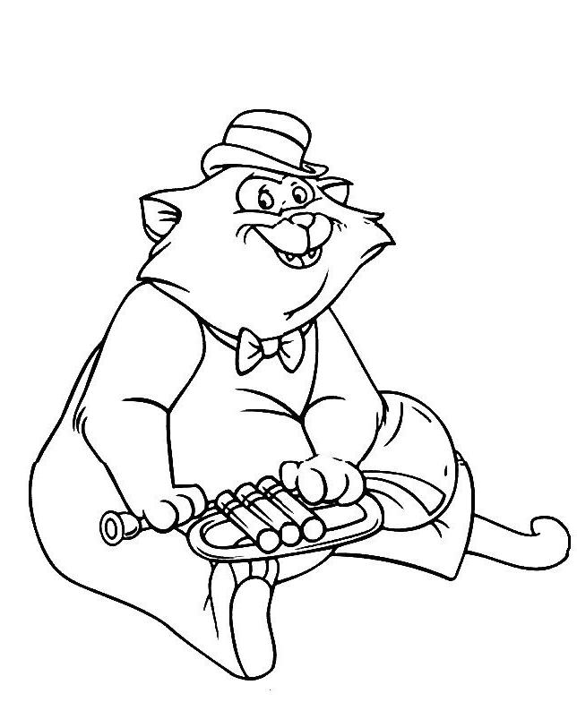 coloriage aristochat le musicien